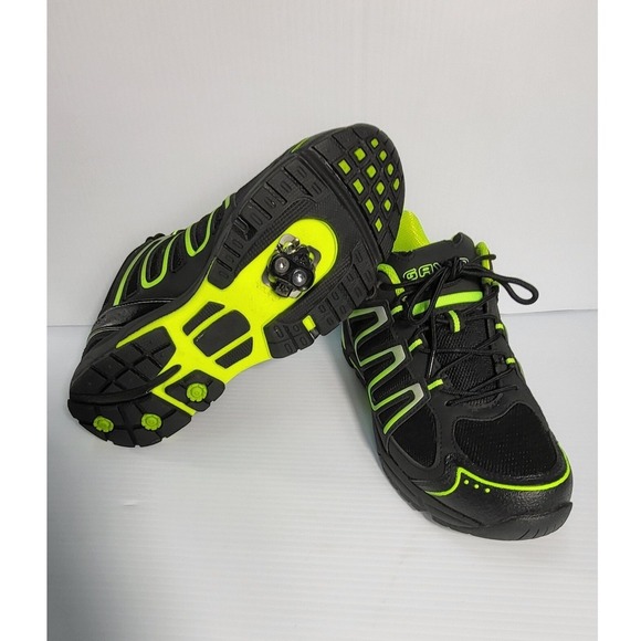 Gavin Cycling Shoes Road Bike Spin Class Compatible Cleats Black Green 42 - Picture 4 of 11
